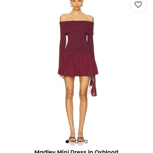 REVOLVE Red Off-Shoulder Long Sleeve Sundress